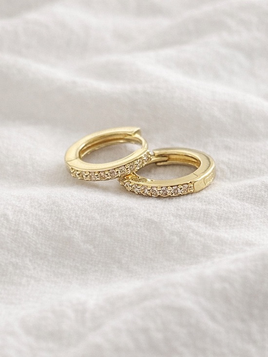 Jewelry - 14k Gold plated cubic zirconia Huggies hoop earrings